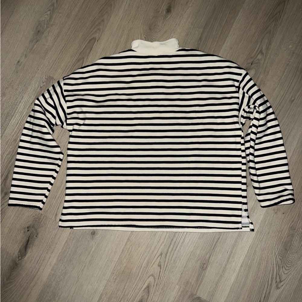ZARA Striped Half-Zip Sweatshirt – Size L | Cotton Blend Pullover - Picture 2 of 15